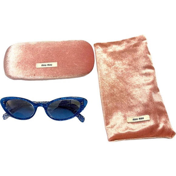 Miu Miu Accessories - Miu Miu Blue Glitter Sunglasses w/velvet case and bag